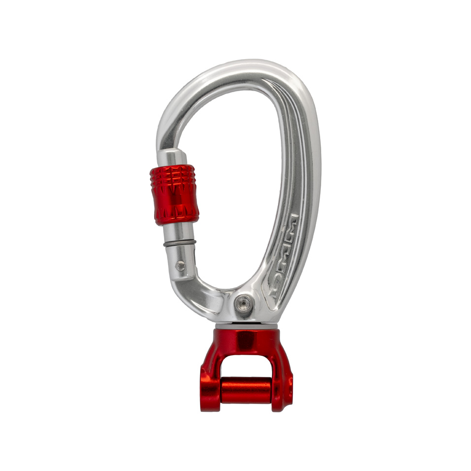 Materialkarabiner XSRE Swivel Carabiner Lock 11mm Yoke silber/rot